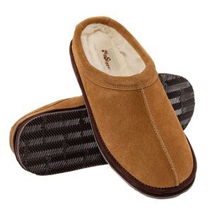 Mypillow Myslipper Men's Leather Uppers Faux Fur Lining Size 9